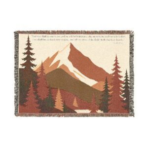 Mountain Pines Woven Blanket — Cozy Rustic Campscape Throw