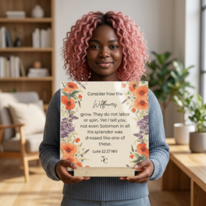 Gallery Board - "Consider how the Wildflowers grow" Floral Bible Verse Desk Plaque (Luke 12:27)