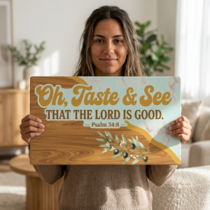 Glass Cutting Board - Oh, Taste & See Psalm 34:8 Decorative Kitchen Board