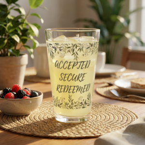 Accepted Secure Redeemed 16oz Mixing Glass — Floral Inspirational Pint Glass