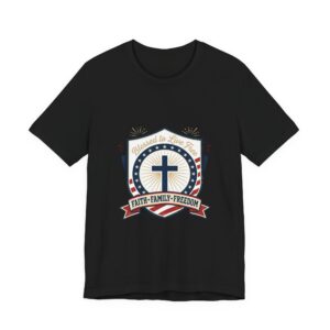 Patriotic Cross T‑Shirt – "Faith • Family • Freedom" Graphic Tee