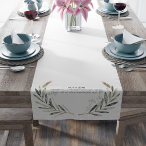 Botanical Olive Branch Table Runner — Wedding & Holiday Table Decor
