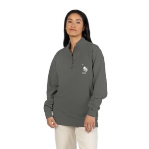 Quarter-Zip Sweatshirt — Pastel Cloud Graphic with Inspirational Quote