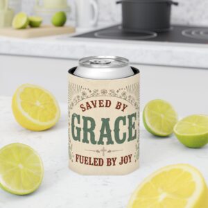 Can Cooler — "Saved by Grace, Fueled by Joy" Christian Beverage Koozie (Romans 15:13)