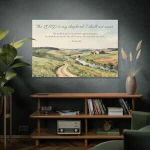Psalm 23 Canvas Wall Art — "The LORD is my shepherd; I shall not want" Matte Stretched Print